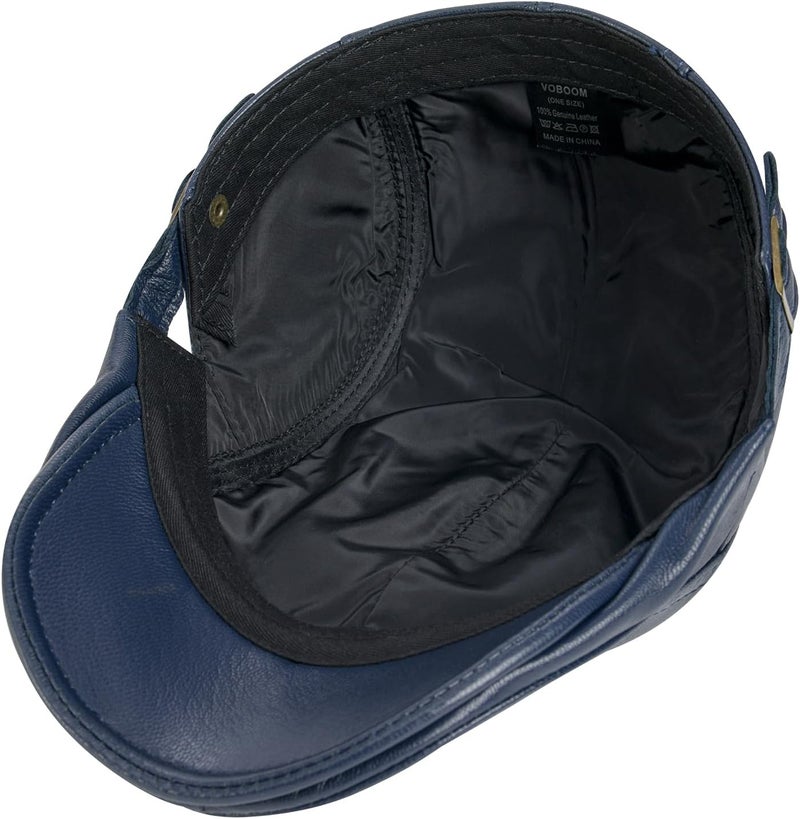 VOBOOM Men Women Adjustable Genuine Leather Ivy Cap Newsboy Hat - Image 5